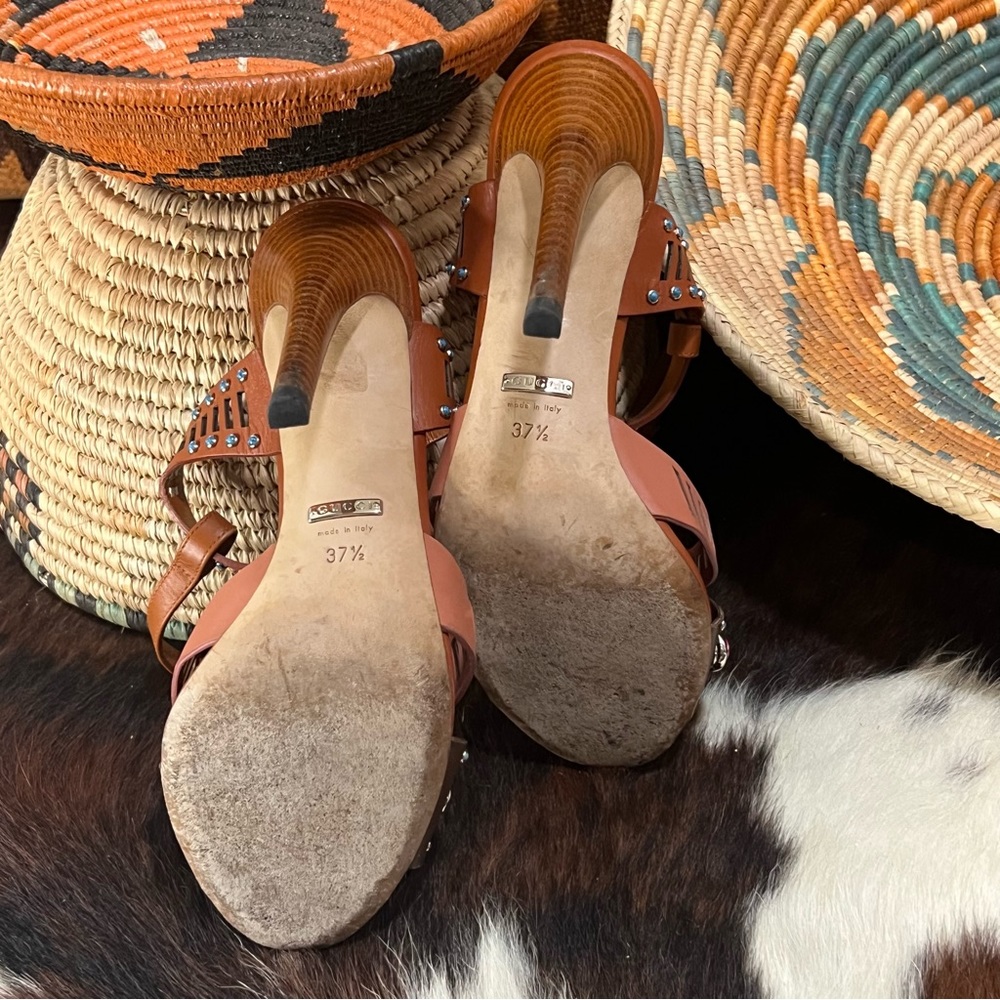 ✅ GUCCI 💯 AUTHENTIC Leather Sandals Size 37 1/2 (6.5) - Picture 7 of 10